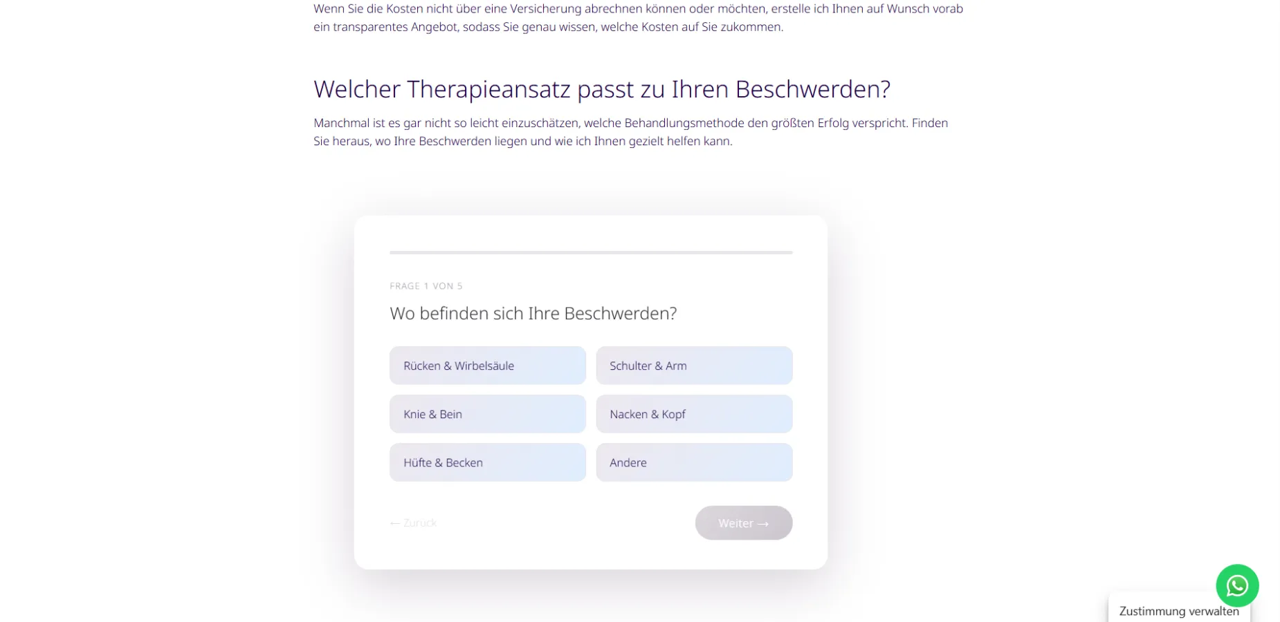 Physiotherapie Badenius Portfolio Quiz