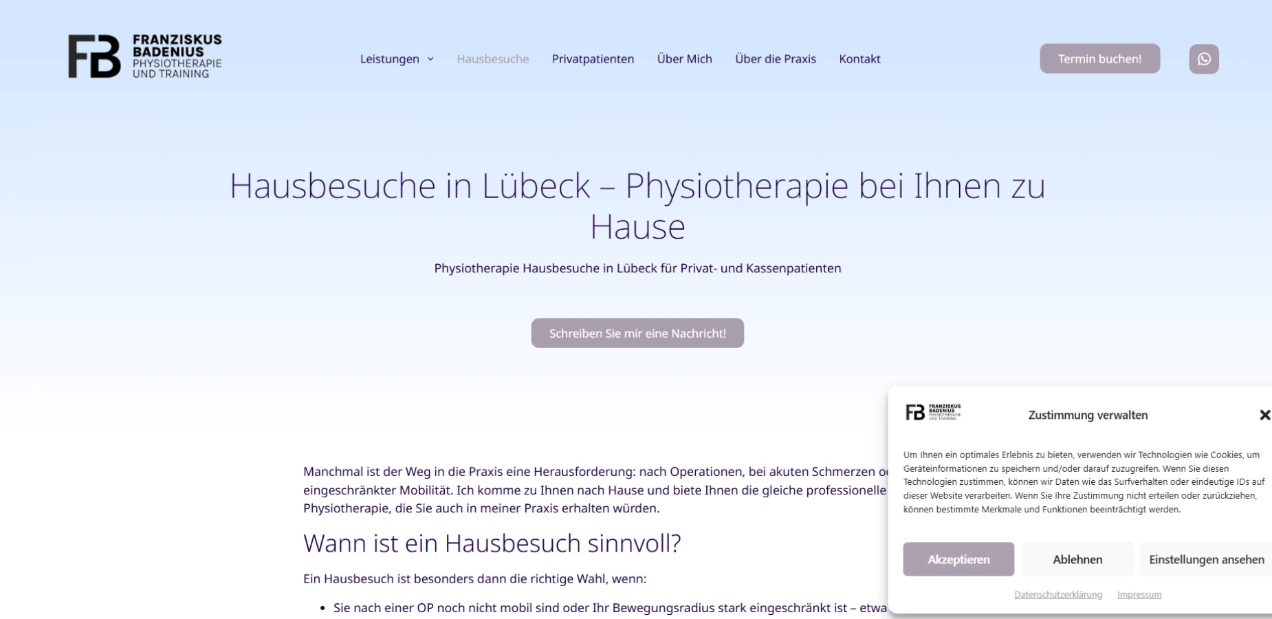 Hausbesuche Physiotherapie Badenius